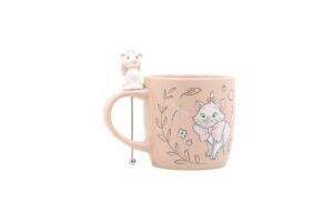 disney aristocats marie stirrer mug kitchen accessories | cute ceramic housewarming gifts for men and women and kids | official licensee | 1 set