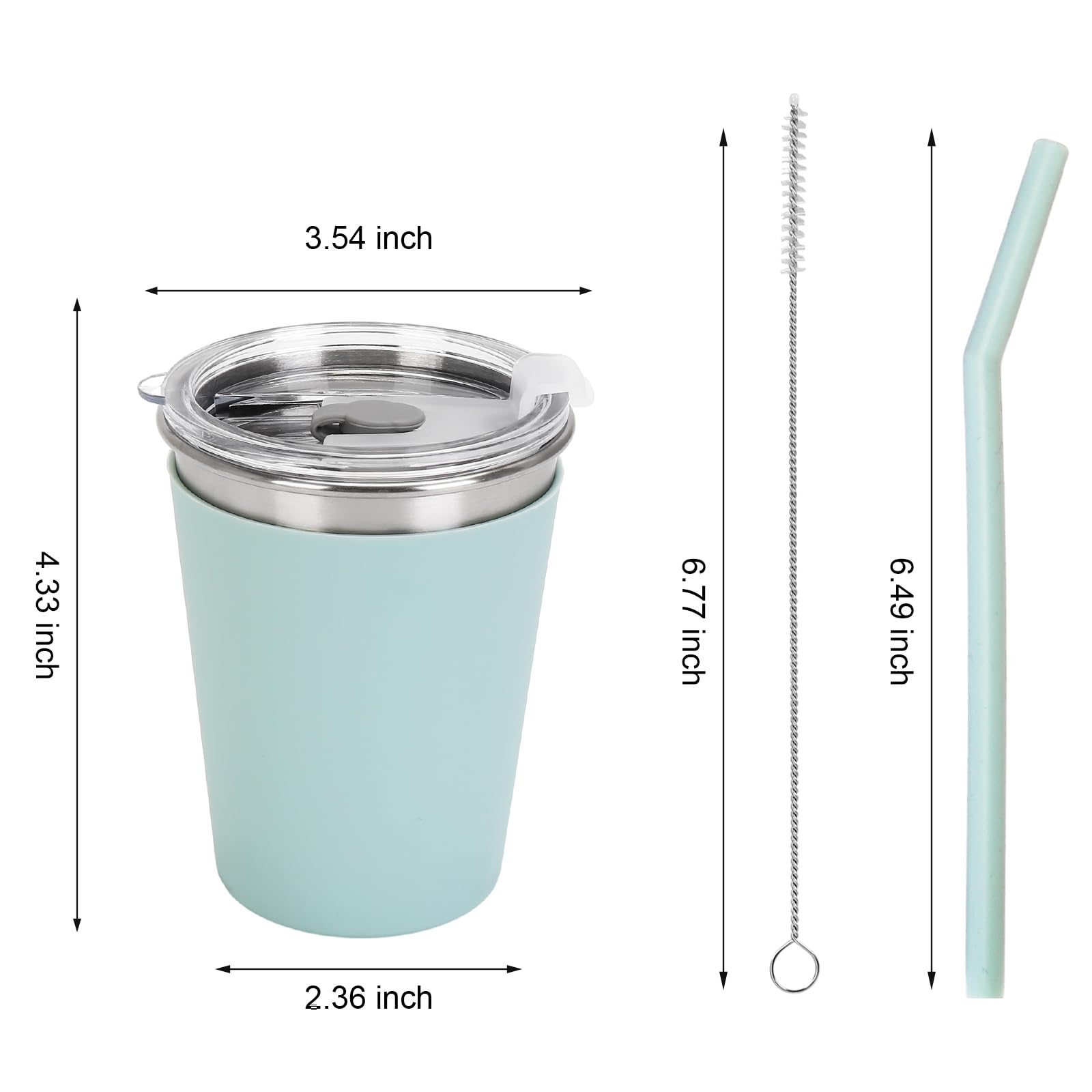 Rommeka Kids Straw Cups, 6 Pack 12oz Sippy Cup With Silicone Sleeve Spill Proof, Stainless Steel Cups with Lids and Straws for Kids Girls Boys and Adults