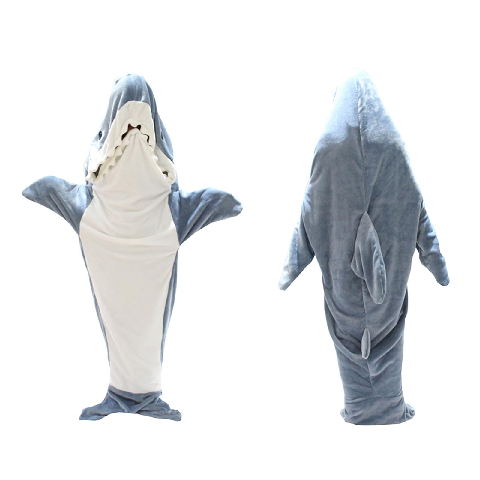 Shark Blanket Onesie Adult Wearable Shark Blanket Super Soft Cozy Flannel Hoodie Cute Funny Cozy Flannel Pajamas Shark Sleeping Bag for Boys Kids Adult Creative Gifts(S)