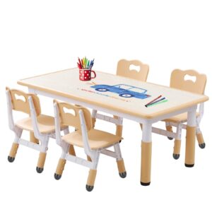 kids table and chairs, toddler table and chairs, kids table (4 chairs), kids table and chair set, kids table and chair set 5-8 year old. toddler table and chair set with 16 leg covers +12 color pens