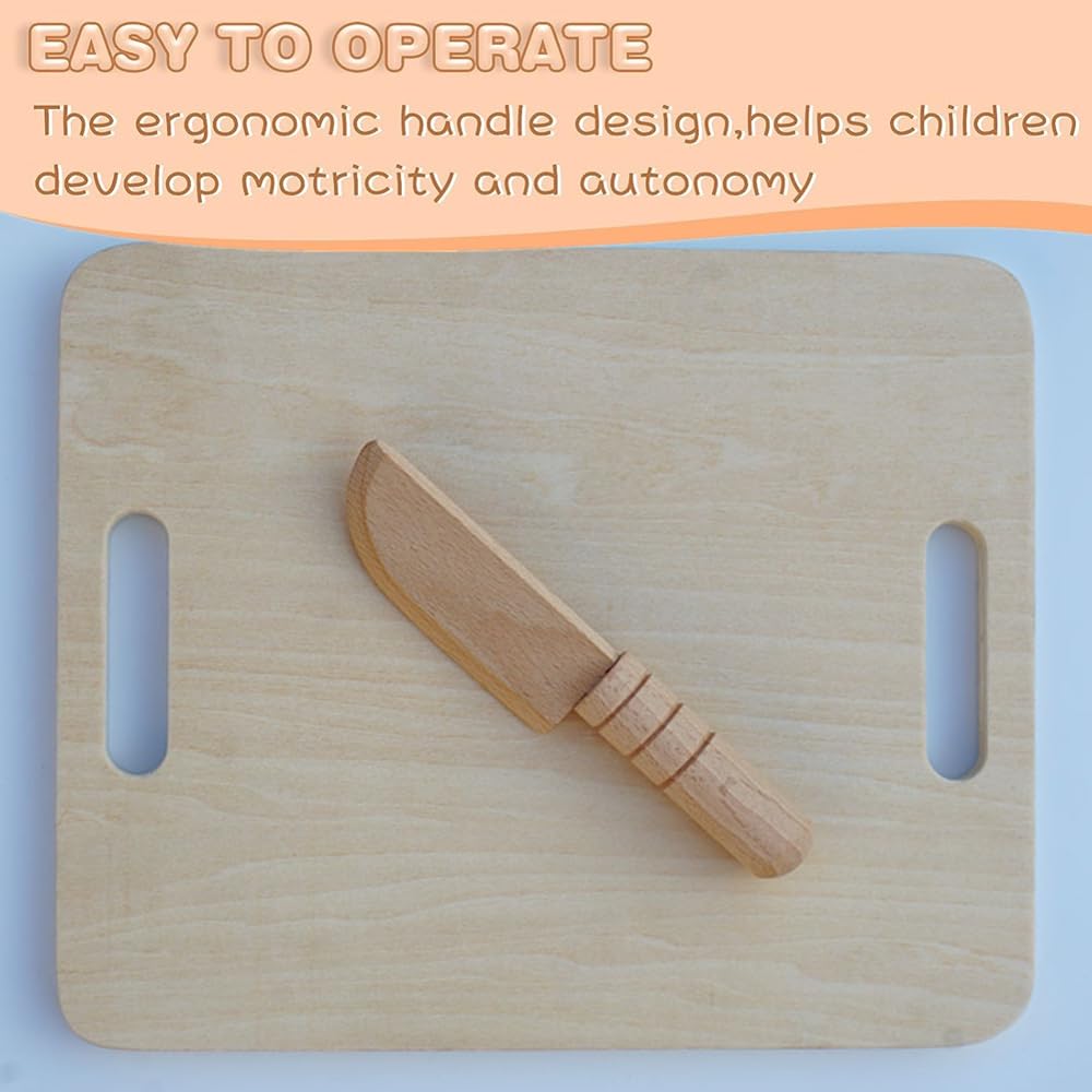 TDGBIH 3 PCS Wooden Kids Knife Safe Toddler Knife Kids Cutting Knife Child Knife Kids Kitchen Tools for Cooking,Children's Safe knives,Cutting Veggies Fruits Salad Cake(For 2-10 Years Old)