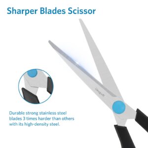 Uaugulft Scissors, Stainless Steel Paper Scissors, Multi-Purpose Scissors with Soft Grip Handle, Blue Black, 6 Inch