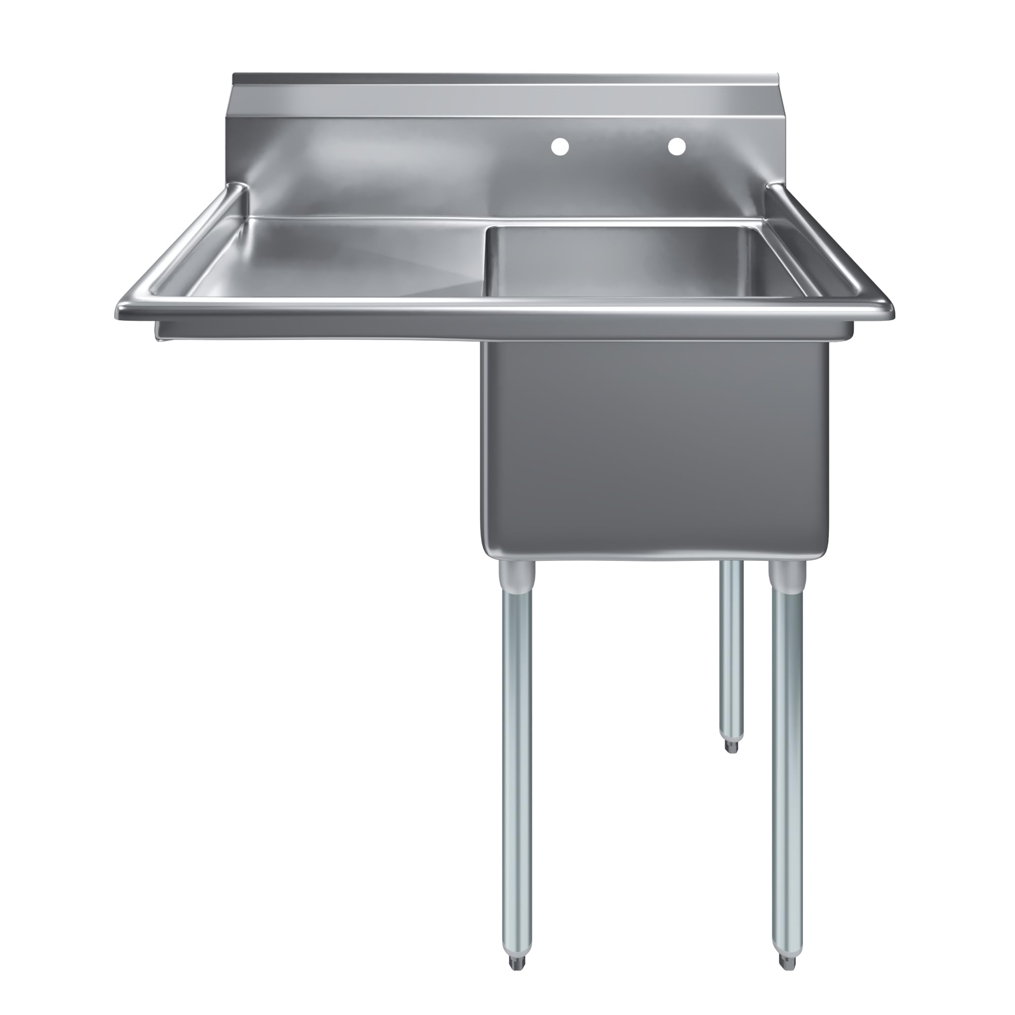 One Compartment Stainless Steel Commercial Kitchen Prep & Utility Sink with Left Drainboard | Bowl Size 18" x 18" X 12" | NSF