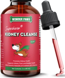 wonder paws premium kidney support for dogs – cranberry supplement for dogs – dog uti treatment – supports bladder, detox, urinary & kidney health – liquid kidney supplement for dogs 2 oz (60ml)