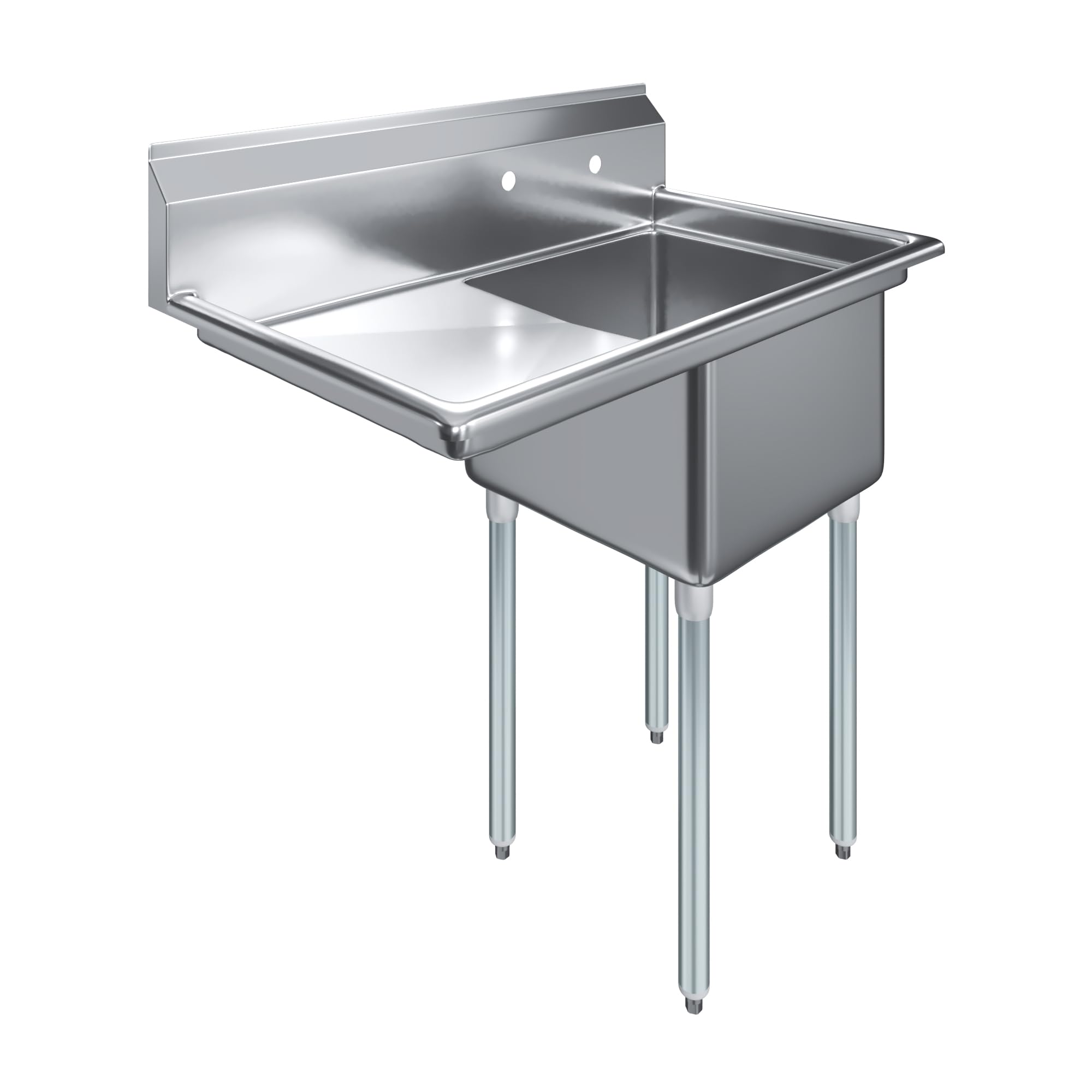 One Compartment Stainless Steel Commercial Kitchen Prep & Utility Sink with Left Drainboard | Bowl Size 18" x 18" X 12" | NSF