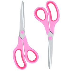 pink scissors for office home school craft sewing fabric supplies, 8 inch(2 pack)