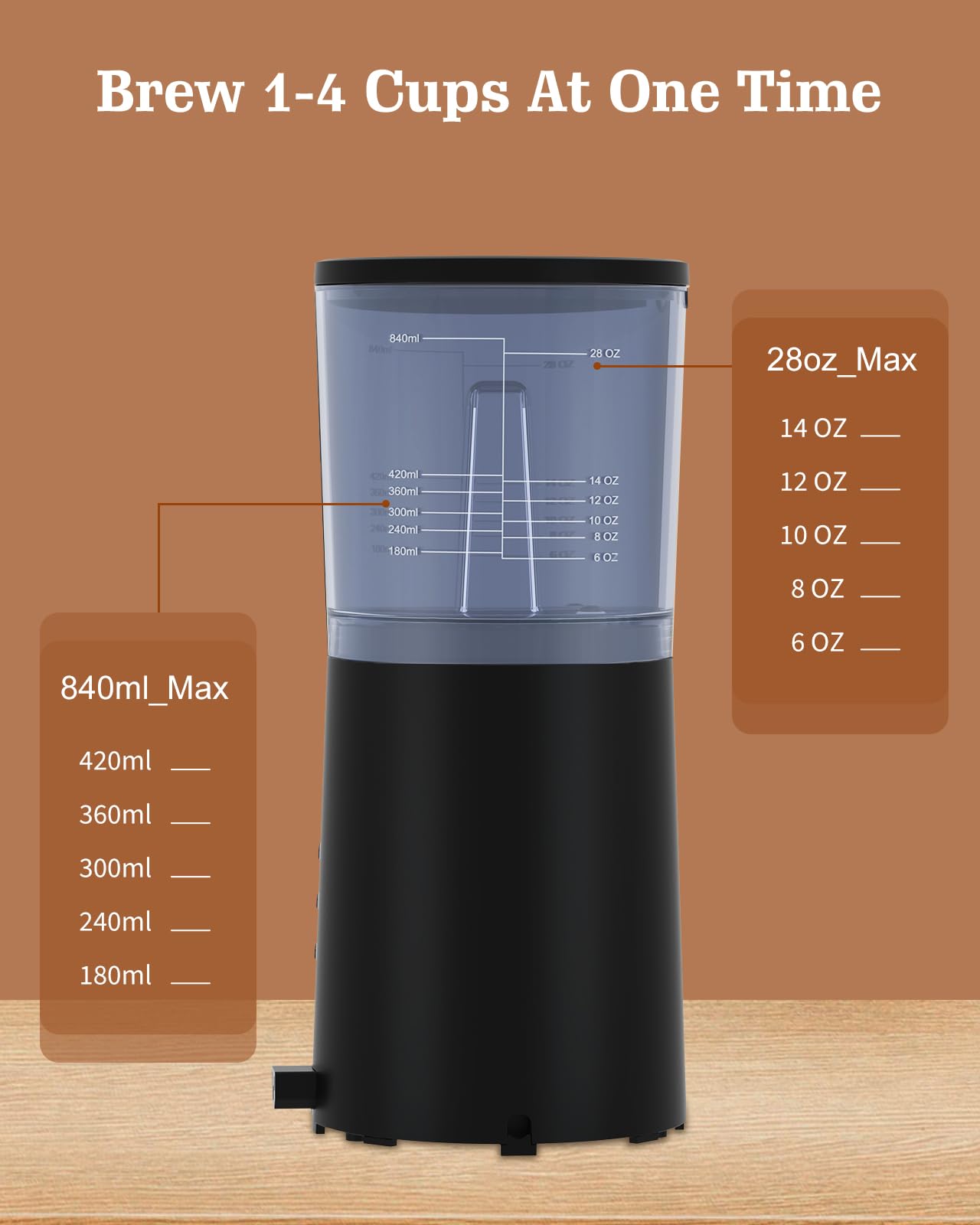 4 IN 1 Single Serve Coffee Maker with Milk Frother and Coffee Grinder, Coffee Maker for K Cup and Ground Coffee, with 30 oz Removable Water Reservoir, 6 to 14 oz. Brew Sizes, Coffee Machine for Home