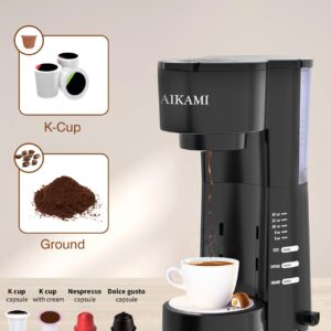 4 IN 1 Single Serve Coffee Maker with Milk Frother and Coffee Grinder, Coffee Maker for K Cup and Ground Coffee, with 30 oz Removable Water Reservoir, 6 to 14 oz. Brew Sizes, Coffee Machine for Home