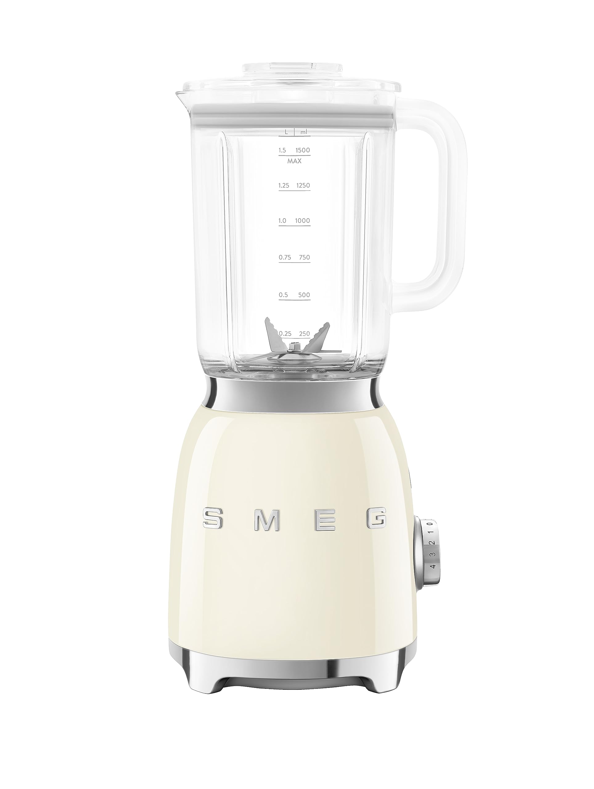 SMEG 50's Retro NEW Countertop Blender with 4 Presets and 4 Speed Settings with 6 Cup BPA Free Titan Renew JUG, BLF03CRUS, Cream