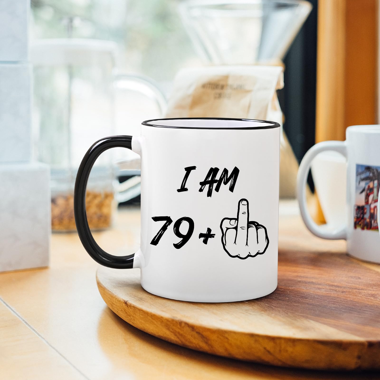 YHRJWN 80th Birthday Gifts for Women Men, I Am 79 Plus Middle Finger Coffee Mug, 80th Birthday Gifts Ideas for Best Friends, Grandma, Grandpa, Best 80 Year Old Gifts for Her Him, Novelty Cup, 11 Oz