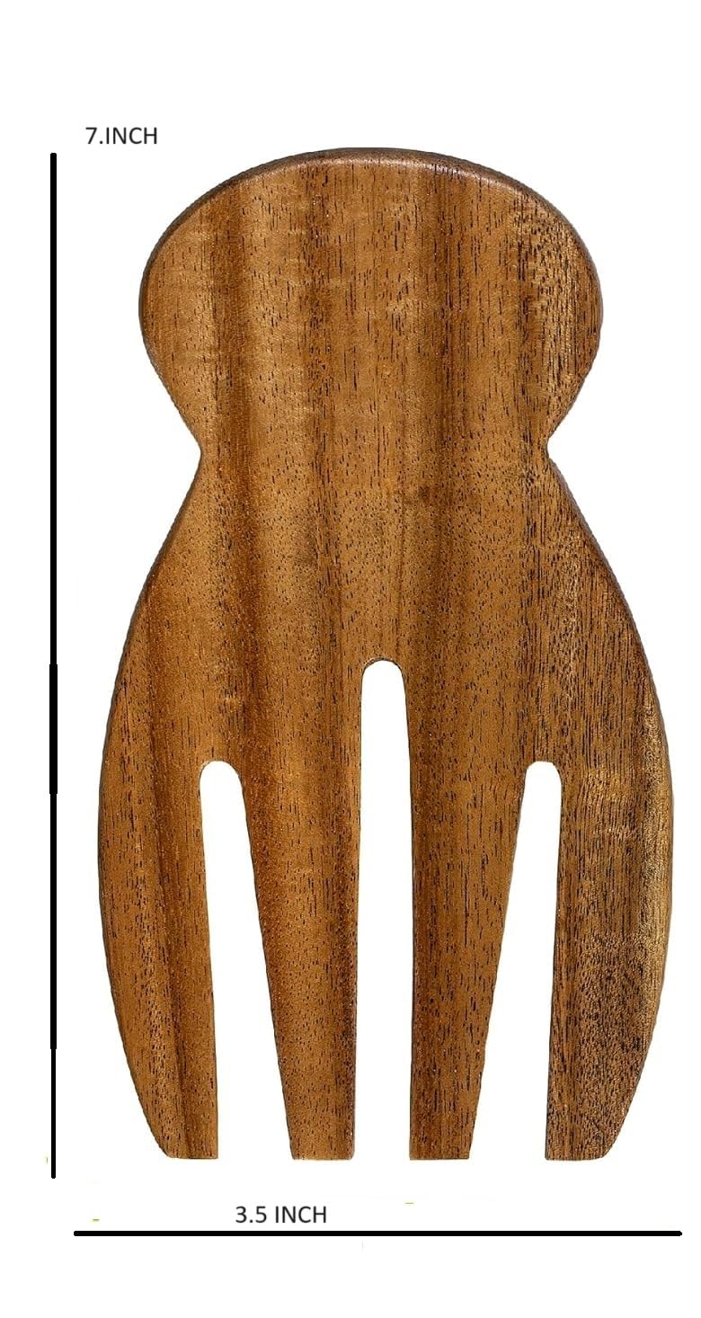 Salad Hands, Acacia Wood Salad Servers, Great for Tossing and Serving Salad, Pasta and More, 7-inch (Acacia Wood, Salad Serving Set OF 2)