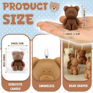 Hoolerry 30 Pcs Baby Shower Favors Bear Candles Favors with 30 Boxes Bear Shaped Candles Handmade Mini Bear Candles Bulk for Baby Shower Boys Girls Wedding Gender Reveal Party Guest (White, Brown)