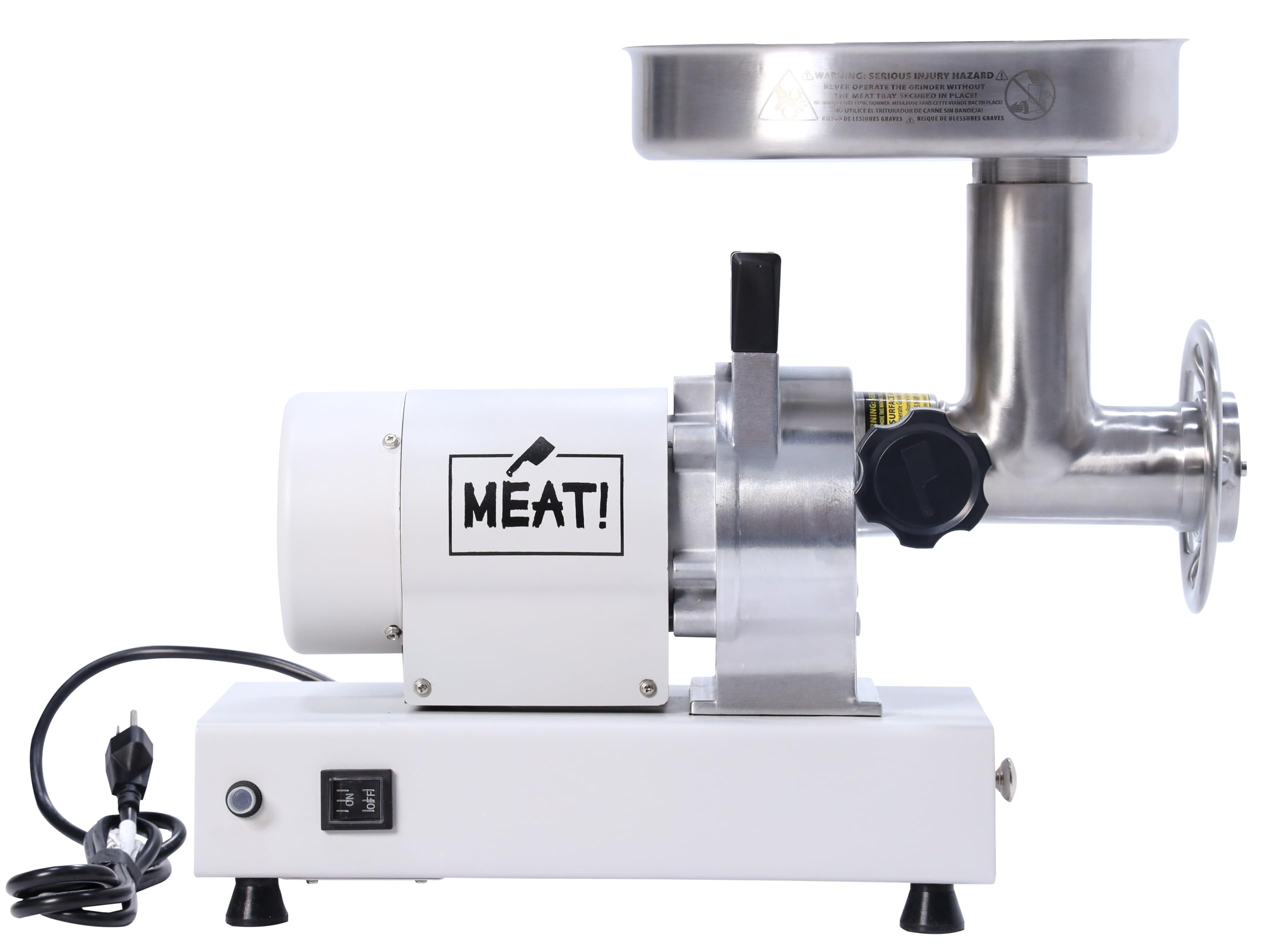 MEAT! .5 HP Dual Meat Grinder with 3 Stuffing Tubes, 2 Stainless Steel Grinding Plates, and a Stainless Steel Stuffing Plate for Making Ground Meat