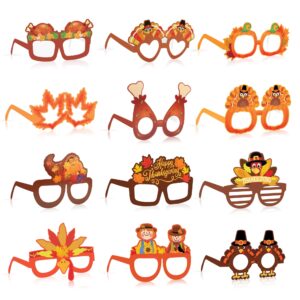 fall thanksgiving party favors, 24 pack turkey thanksgivings glasses photo props holiday eyeglasses frames thanksgiving accessories gifts for kids adult fall thanksgiving harvest party decorations