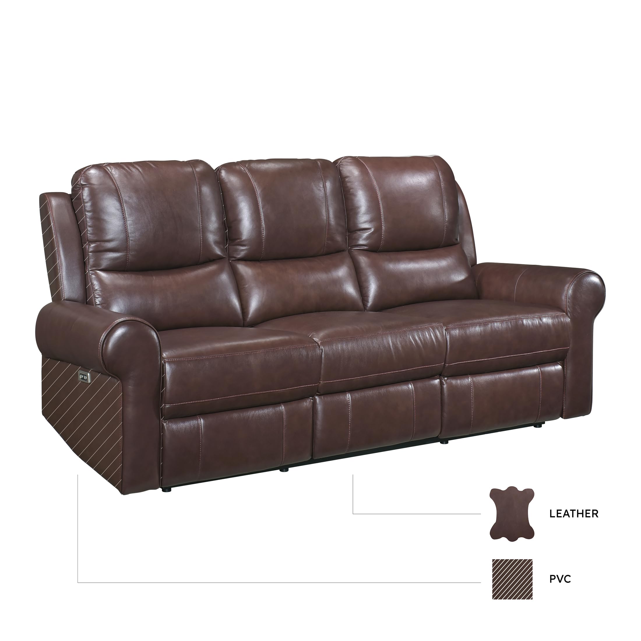 Lexicon Jaunt Wall-Hugger Power Double Reclining Sofa, Brown