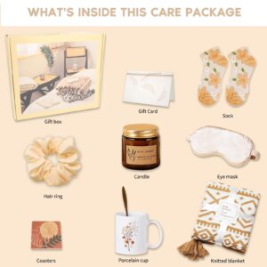 Get Well Gifts for Women, 8 Pcs Care Package for Women, Sending Hugs Gifts for After Surgery, Sympathy Gifts Thinking of You Box with Blanket, Coffee mug, Eye mask