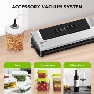 Bonsenkitchen Vacuum Sealer Machine, Precision-Compact 4-in-1 Food Sealer Machine, Multi-Functional Food Vacuum Sealer with 5 Vacuum Bags & Accessory Hose, Bright Silver