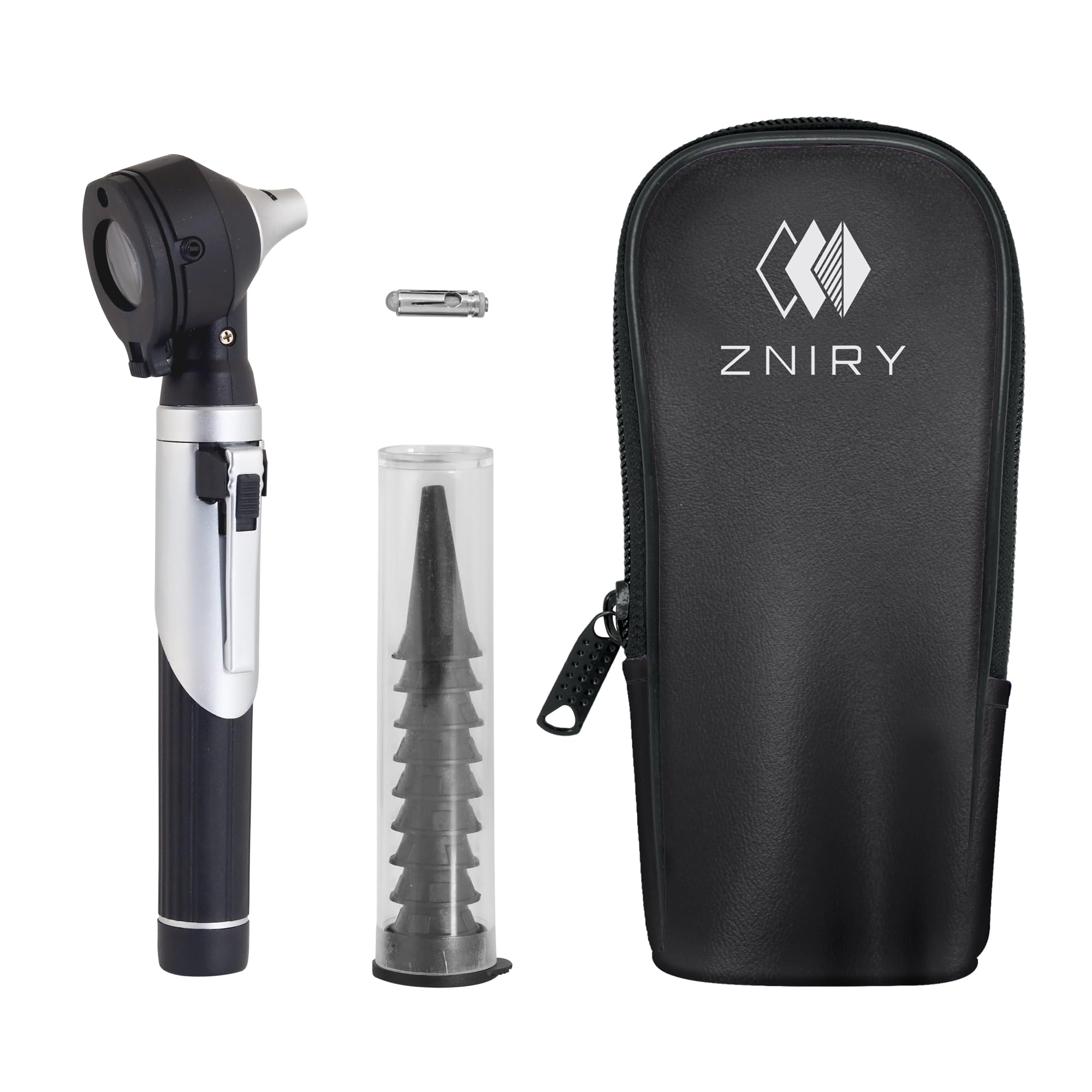 Zniry Fiber Optic Mini Otoscope - Ear Scope with Light, Ear Infection Detector (Black Color) Reguler