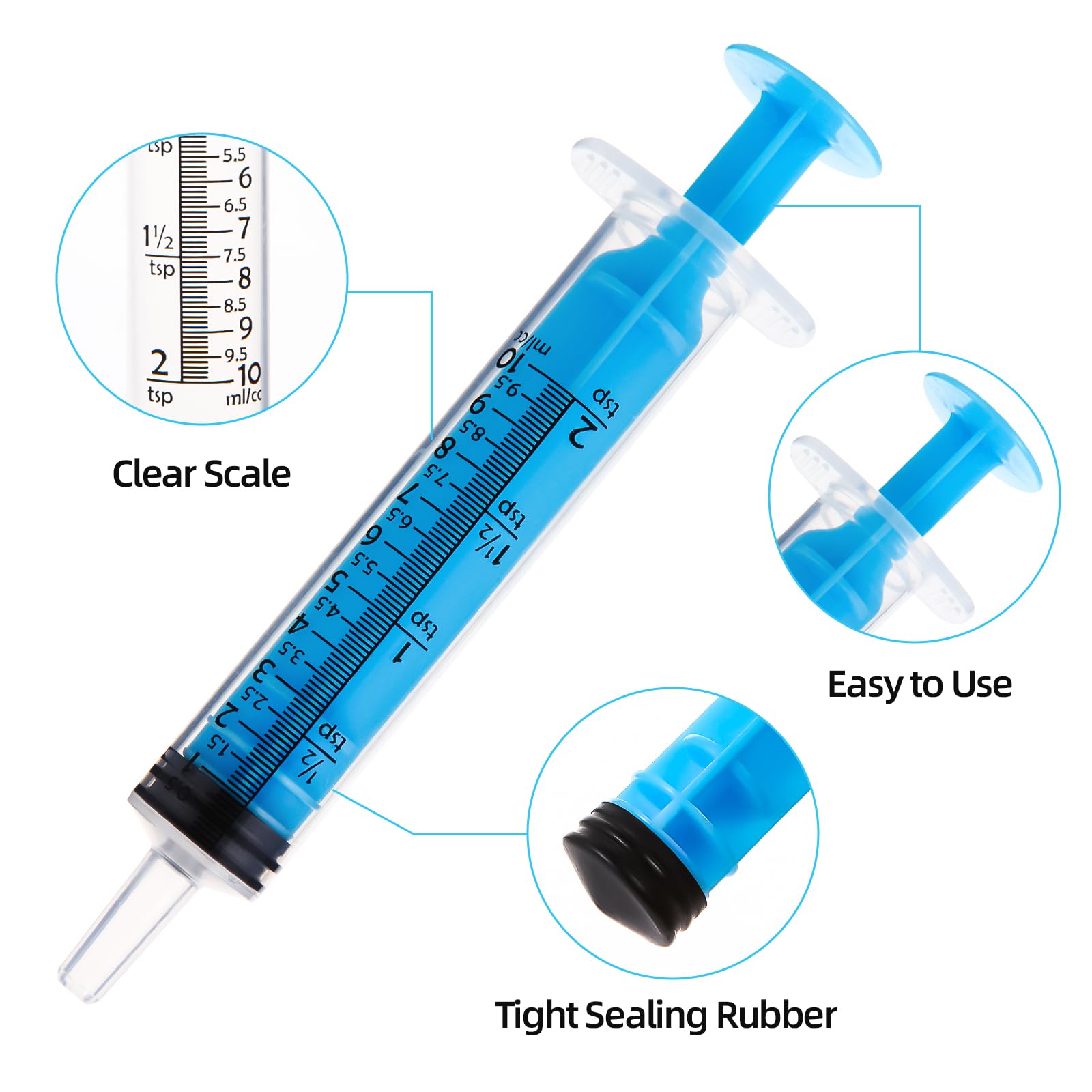 Gufastore 40pcs 10ml Syringes with Caps for Industry Lab Pet Feeding (Blue)