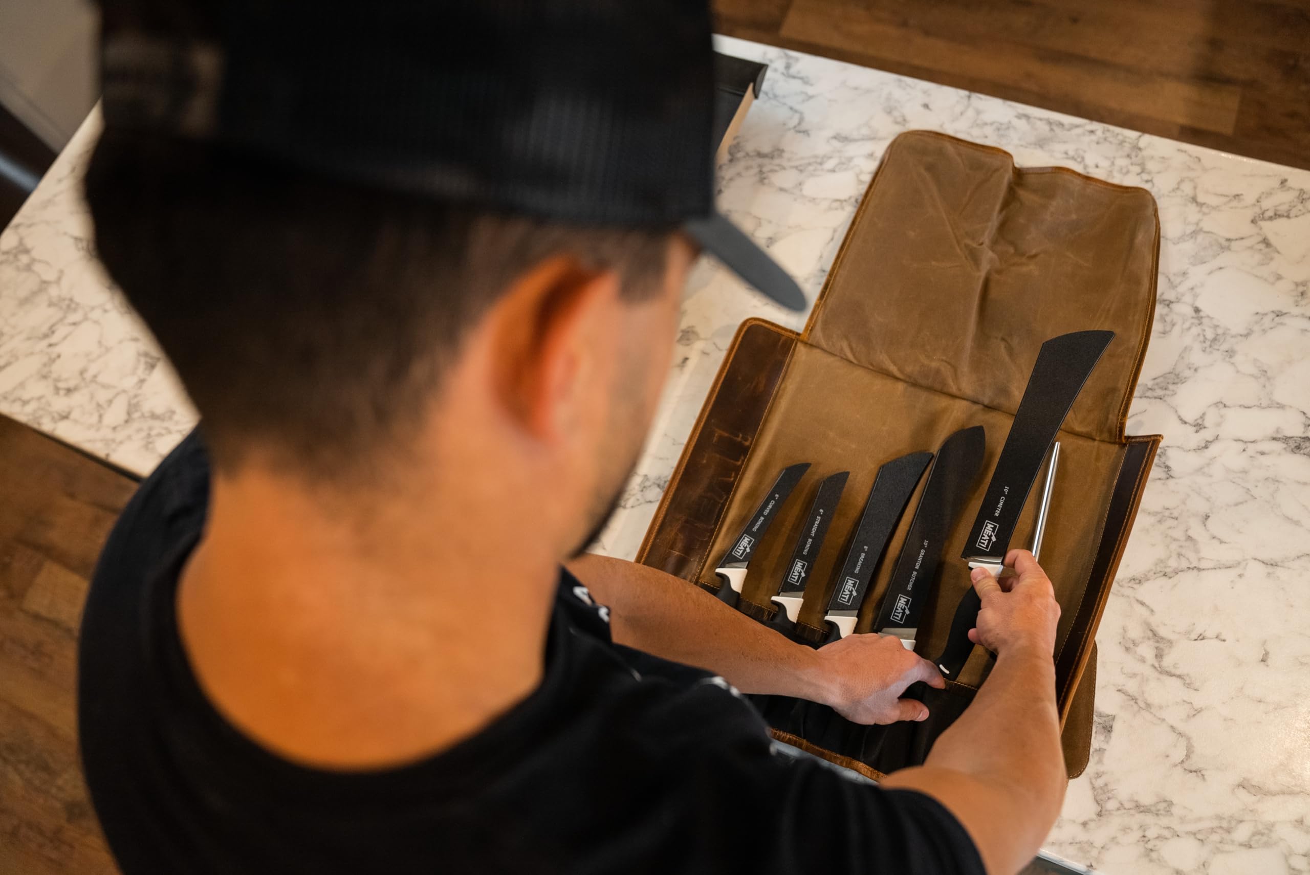 MEAT! Butcher Knife Rollup with Carry Strap to Hold Our Butcher Knife Set