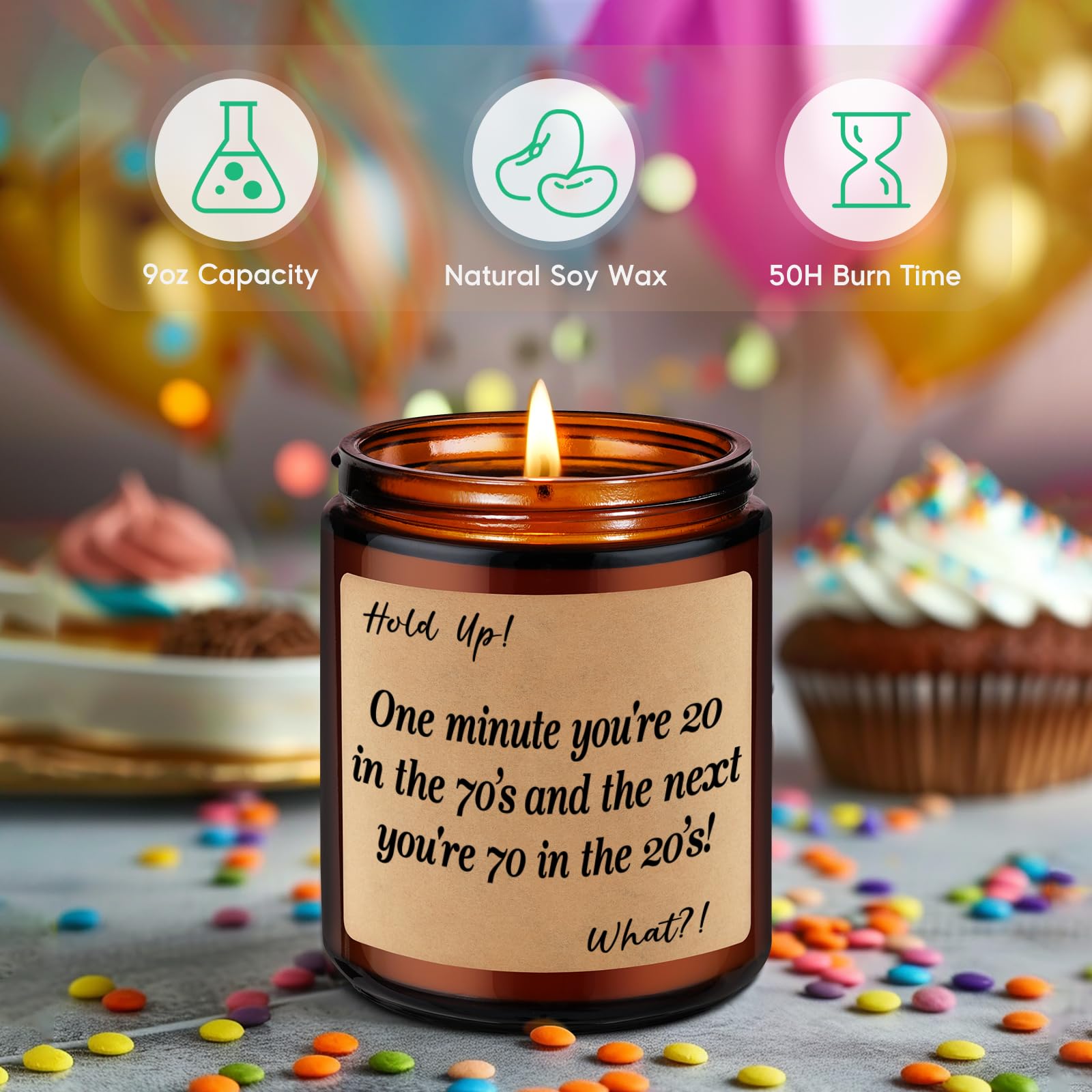 GSPY Scented Candles - 70th Birthday Gifts for Women, Men - 70 Years Old Birthday Gifts, Funny 70th Birthday Gifts for Women Friends, Mom, Dad, Grandma, Grandpa, Her, Him