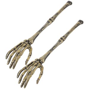 exceart halloween skeleton hands salad tongs: 1 pair skull salad spoon skeleton arm serving forks appetizer kitchen tableware for haunted house party utensils