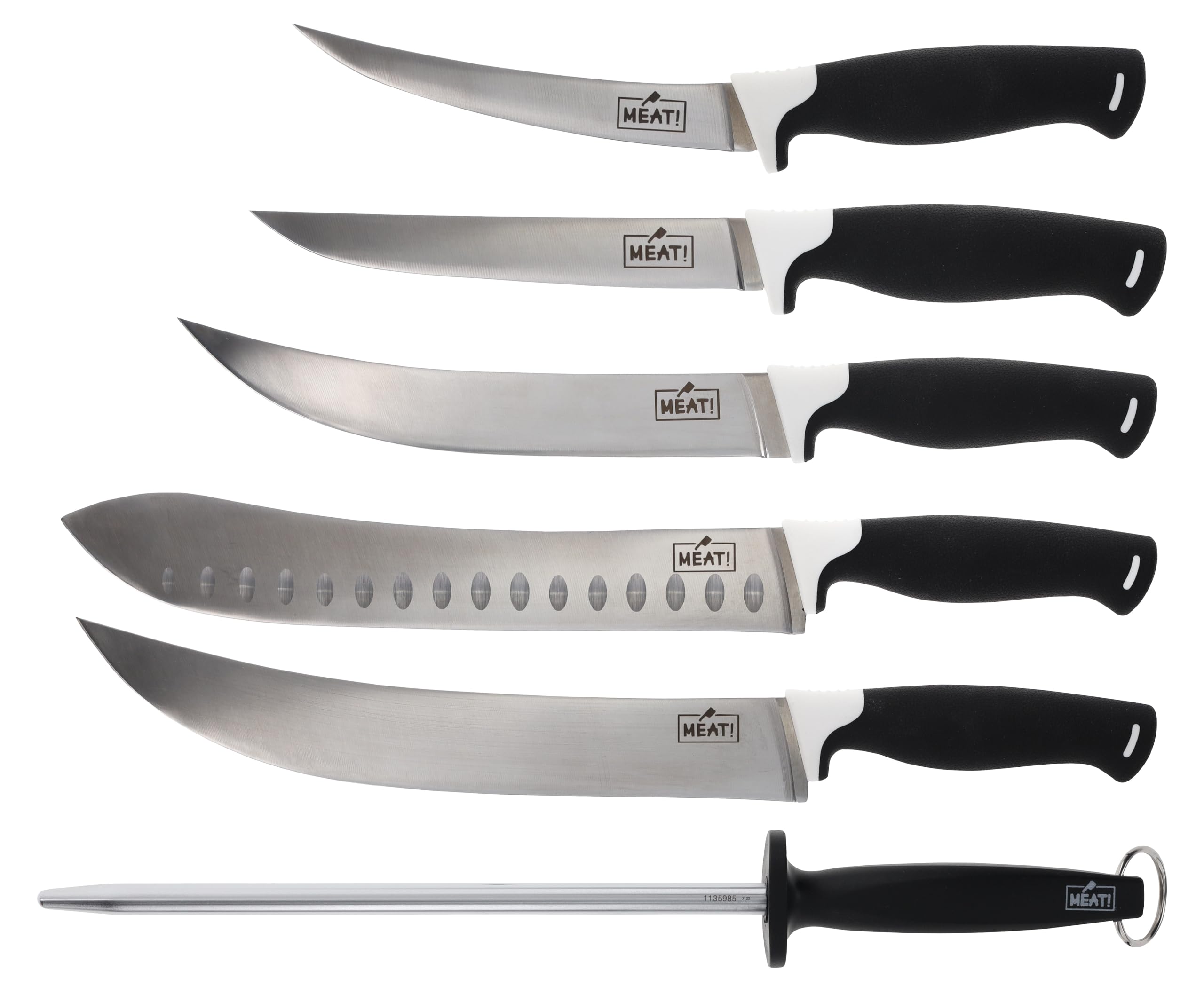 MEAT! Butcher Knives Set with Stainless Steel Blades and Slip-Resistant Handles for Meat Processing