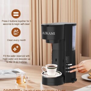 4 IN 1 Single Serve Coffee Maker with Milk Frother and Coffee Grinder, Coffee Maker for K Cup and Ground Coffee, with 30 oz Removable Water Reservoir, 6 to 14 oz. Brew Sizes, Coffee Machine for Home