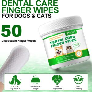 RSGRT Pet Teeth Cleaning Wipes for Dogs & Cats, Finger Dog Dental Wipes, Breath Freshener Dog Teeth Cleaning Wipes, Dog Tooth Brushing Kit Help Wipe Away Plaque & Tartar (50pcs)