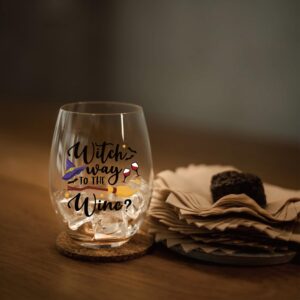 Perfectinsoy Funny Witches Way Wine Glass, Halloween Funny Wine Glass, Halloween Funny Gift for Him, Her, Mom, Wife, Boss, Sister, BFF