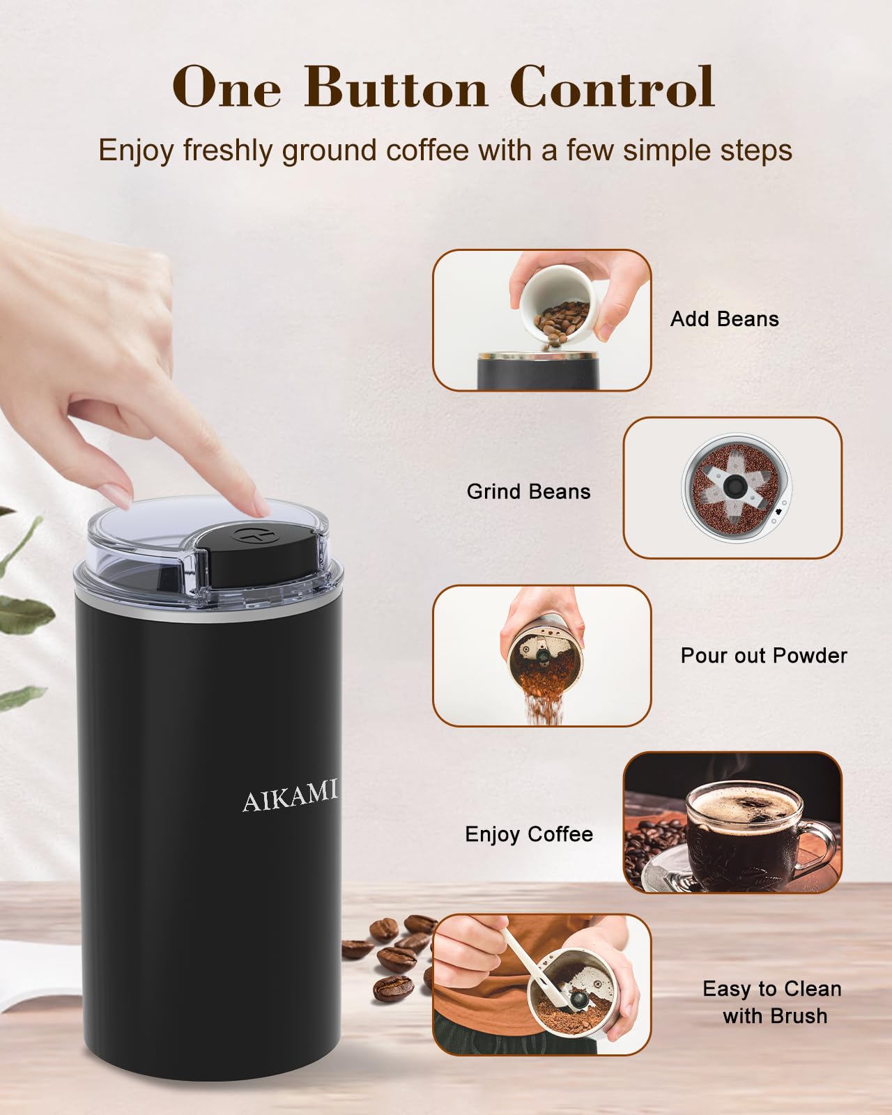 4 IN 1 Single Serve Coffee Maker with Milk Frother and Coffee Grinder, Coffee Maker for K Cup and Ground Coffee, with 30 oz Removable Water Reservoir, 6 to 14 oz. Brew Sizes, Coffee Machine for Home