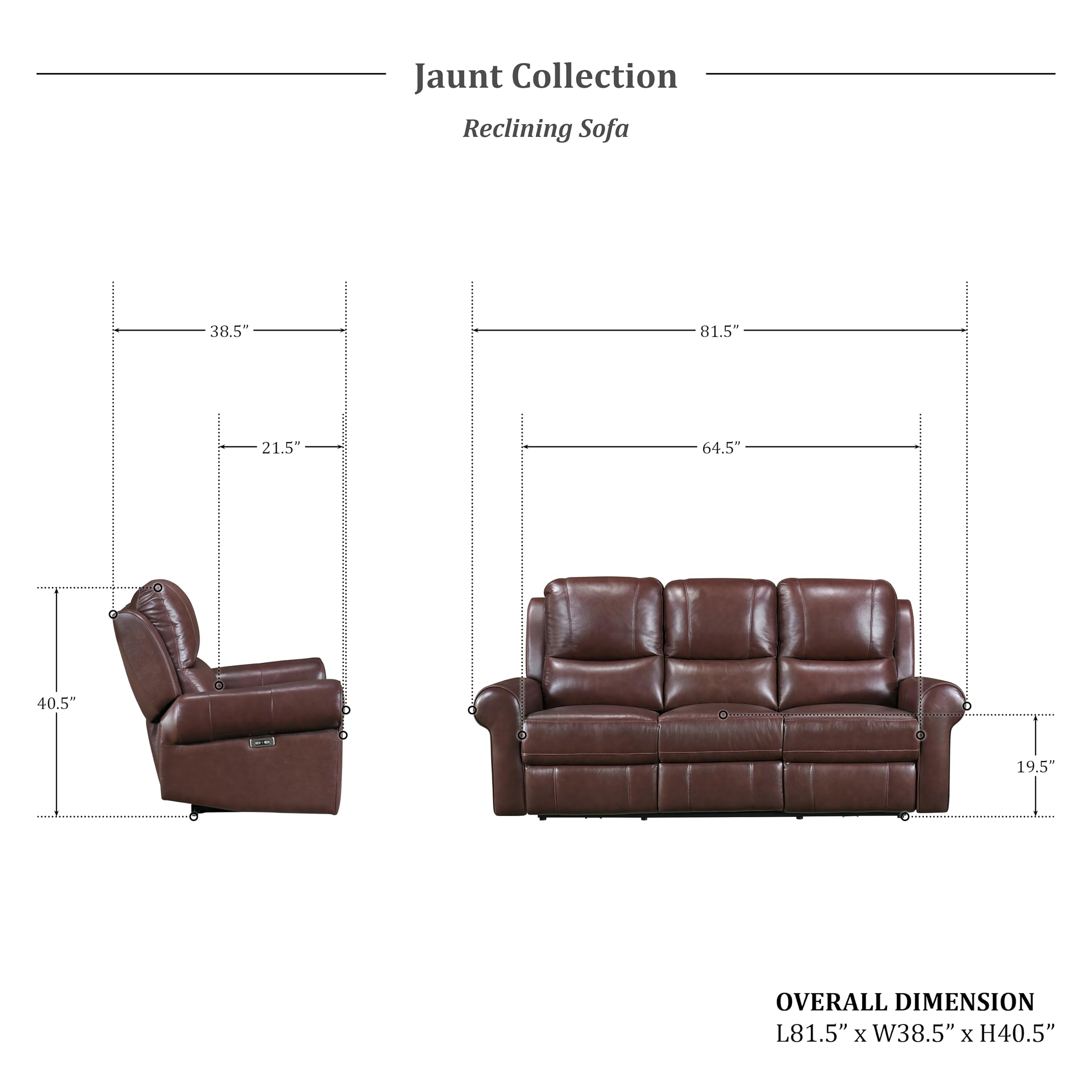 Lexicon Jaunt Wall-Hugger Power Double Reclining Sofa, Brown