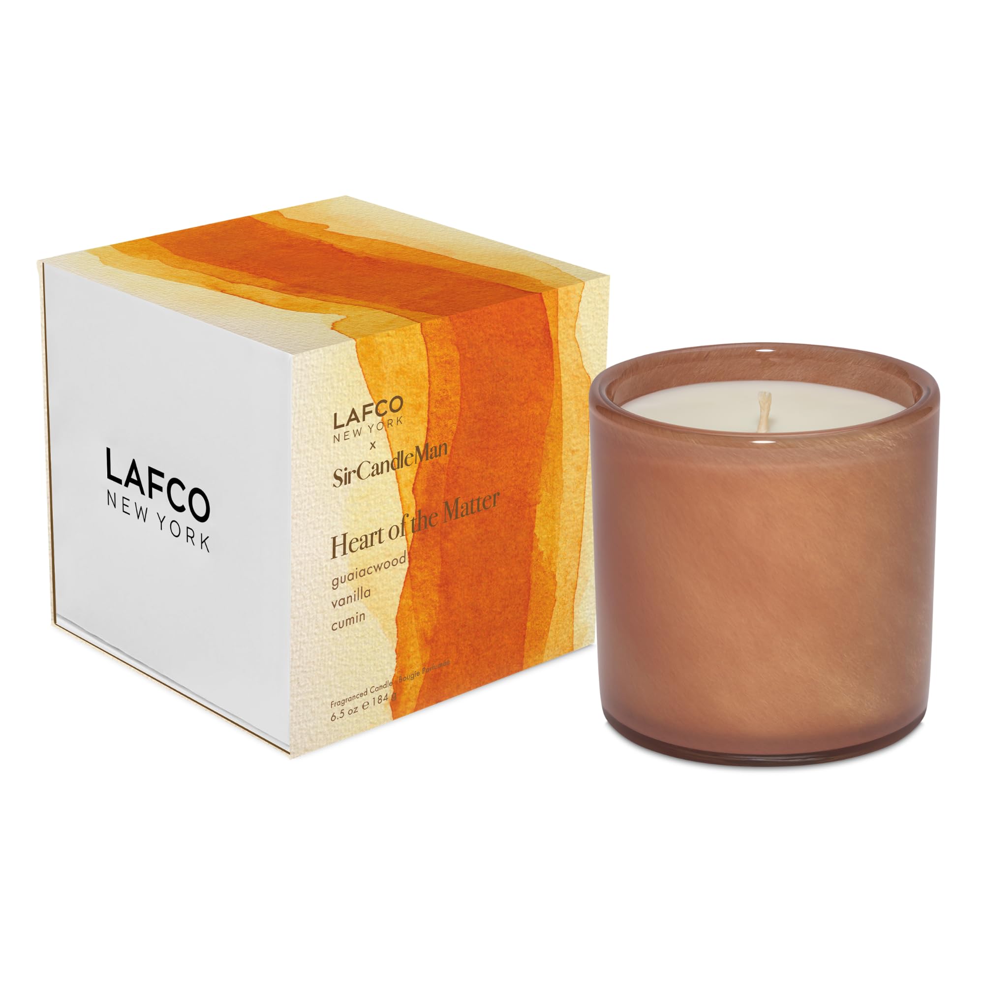 LAFCO New York Classic Candle x Sir Candle Man, Heart of the Matter - 6.5 oz - 50-Hour Burn Time - Reusable, Hand Blown Glass Vessel - Made in the USA