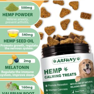 Hemp Calming Chews for Dogs Anxiety, Duck Flavored Calming Chews for Dogs 120 Chews Dog Calming Treats Natural Ingredients Calming Treats for Dogs Aid for Separation Barking Thunderstorms Travelling