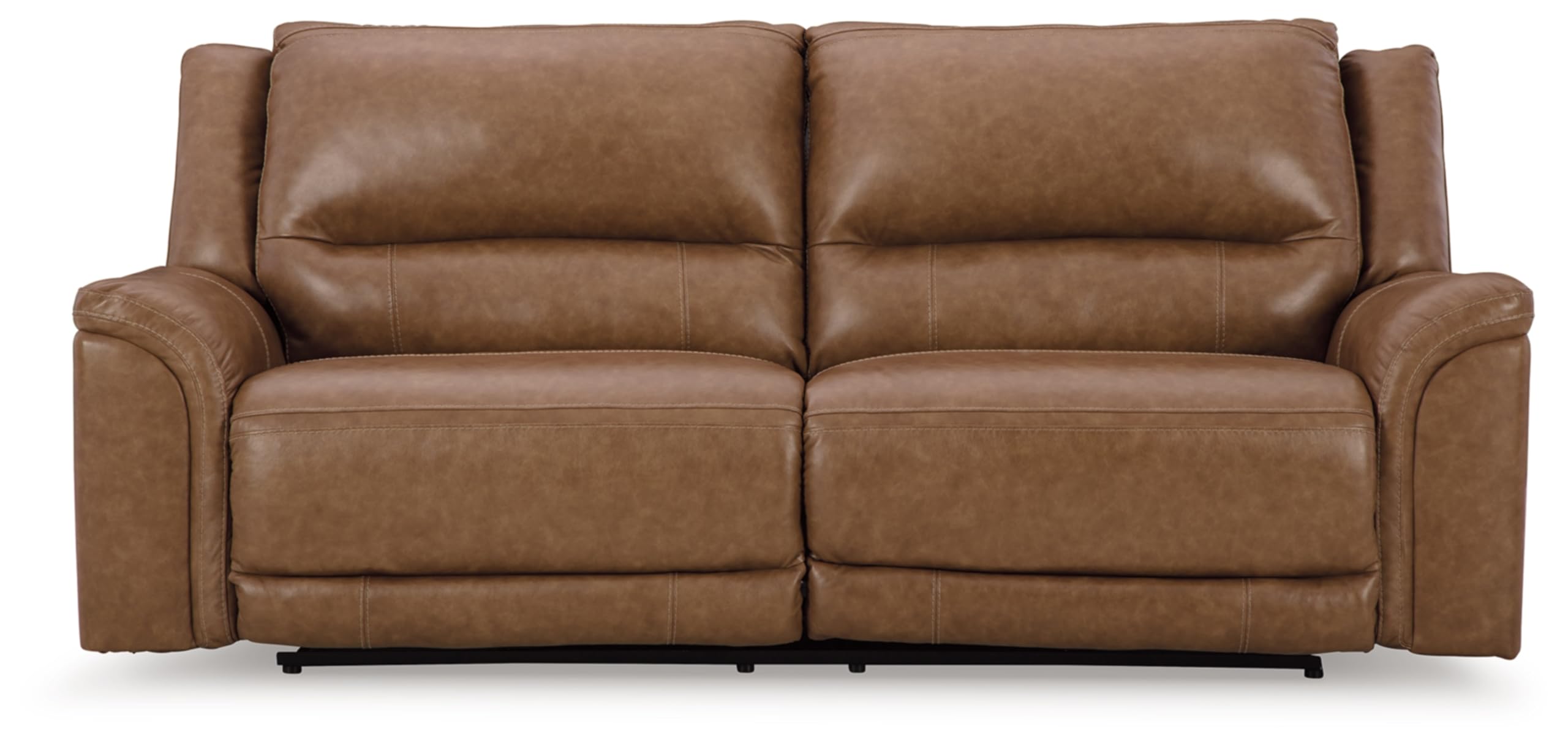 Signature Design by Ashley Trasimeno Contemporary Leather Match 2 Seat Power Reclining Sofa with Adjustable Headrest and USB Ports, Dark Brown