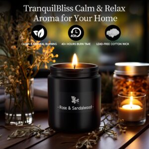 Scented Candle - Christmas Scented Candles for Men - 7.6oz Soy Wax Scented Candle for Home Scented - Long Lasting Candles with 40+ Hour Burning - Men Candle Gifts, Christmas Gift (Rose & Sandalwood)