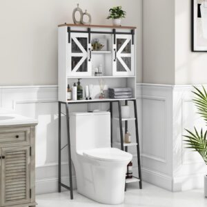 Over The Toilet Storage Cabinet, Farmhouse Storage Cabinet Over Toilet with Sliding Barn Door，Home Space-Saving Toilet Rack, for Bathroom, Restroom, Laundry