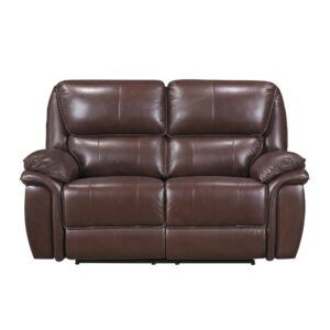 Lexicon Brim Wall-Hugger Manual Double Lay Flat Reclining Loveseat, Brown