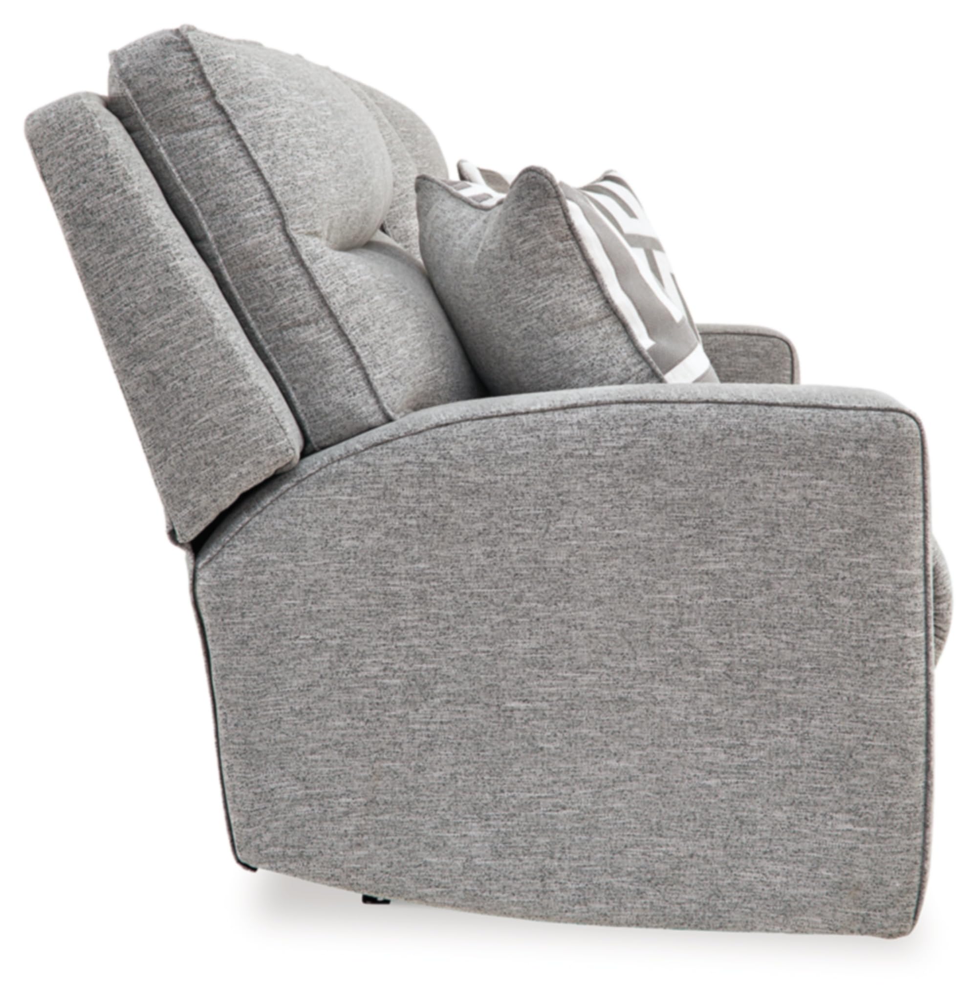 Signature Design by Ashley Biscoe Casual UV Resistant Power Reclining Loveseat with Console, Adjustable Headrest and USB Ports, Light Gray