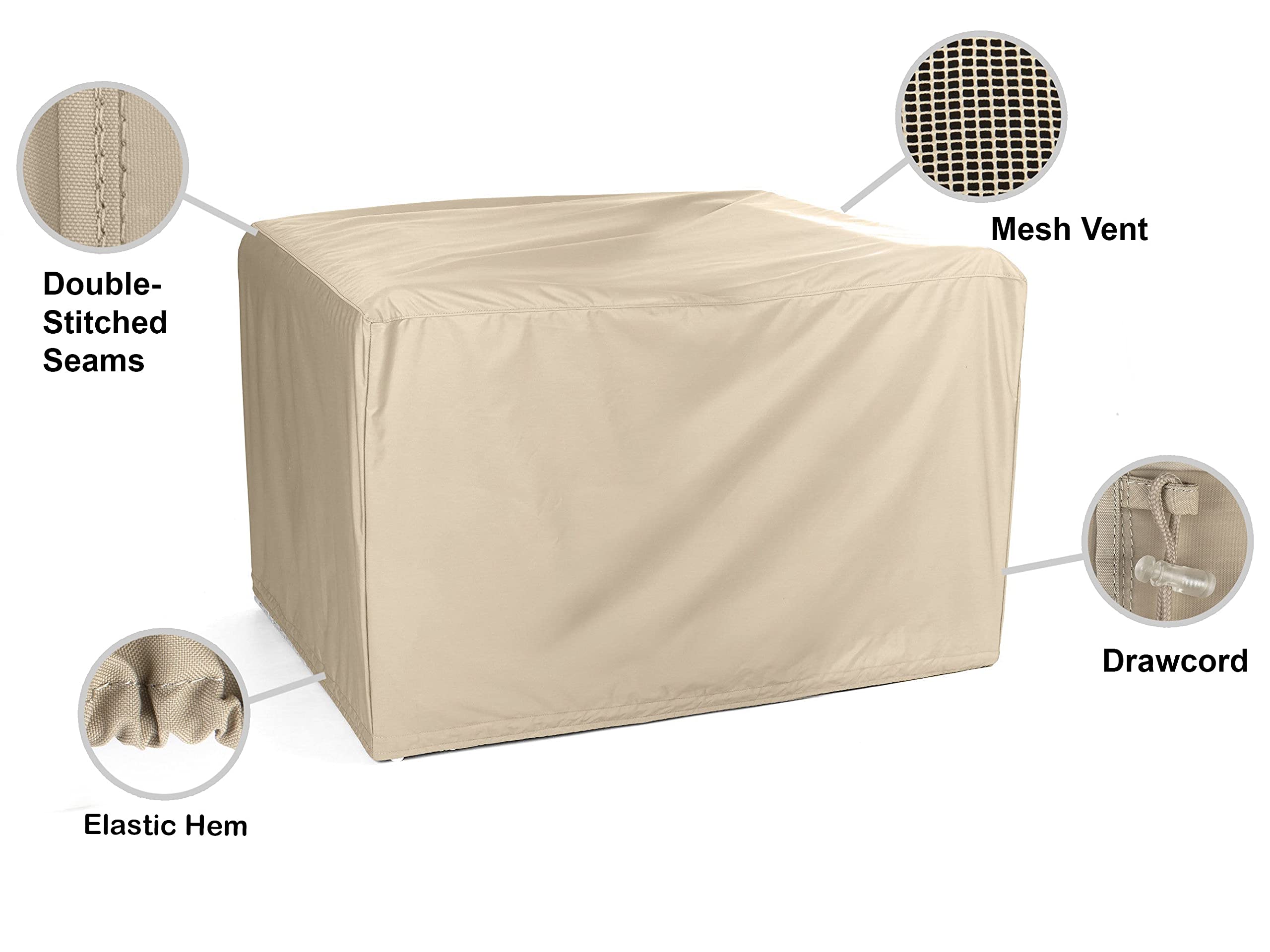 Covermates Outdoor Modular Club Chair Cover - Water Resistant Polyester, Drawcord Hem, Mesh Vents, Seating and Chair Covers, 34W x 34D x 30H, Khaki