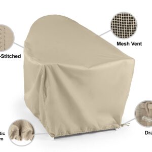 Covermates Outdoor Rounded Back Adirondack Chair Cover - Water Resistant Polyester, Drawcord Hem, Mesh Vents, Seating and Chair Covers, 32W x 34D x 38H, Khaki