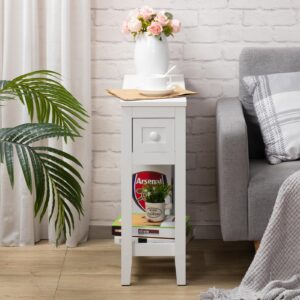 LUSUOWLZ Narrow Side Table for Small Spaces, White, Set of 1, 24" L x 8.5" W x 24" H