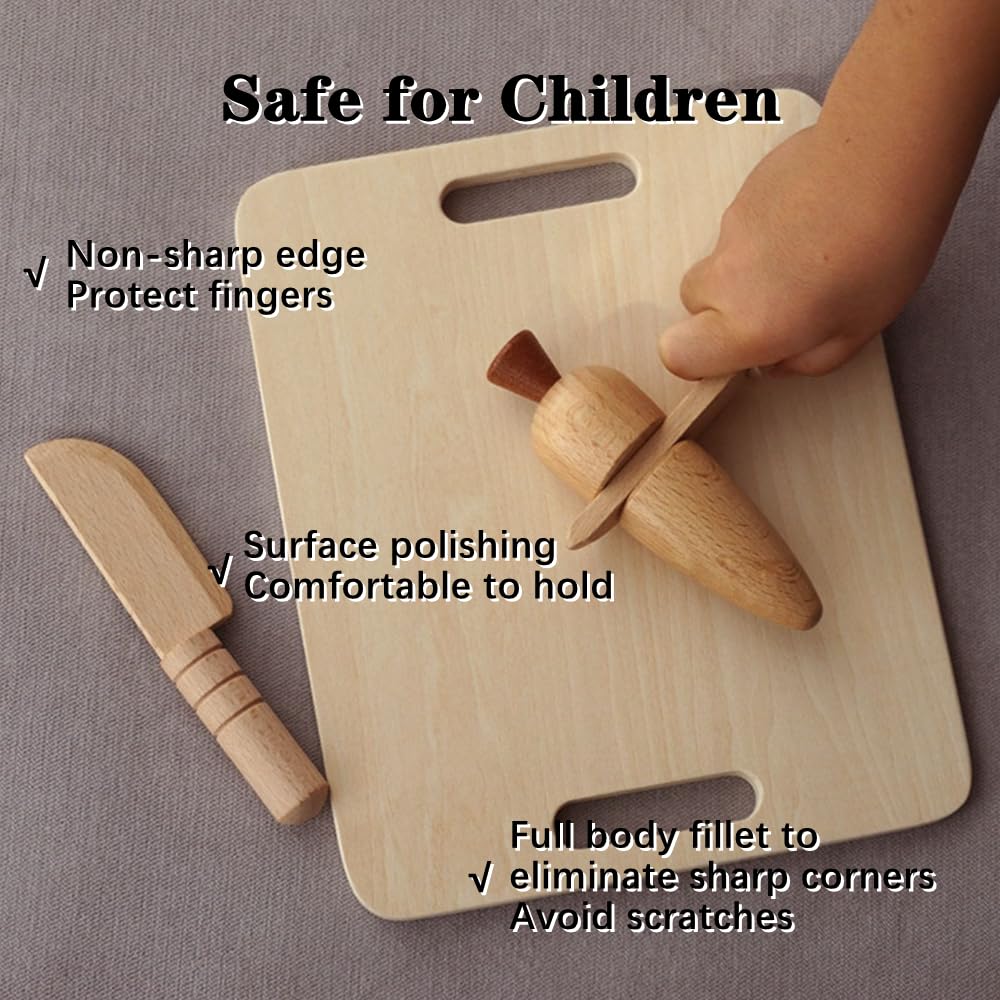 TDGBIH 3 PCS Wooden Kids Knife Safe Toddler Knife Kids Cutting Knife Child Knife Kids Kitchen Tools for Cooking,Children's Safe knives,Cutting Veggies Fruits Salad Cake(For 2-10 Years Old)