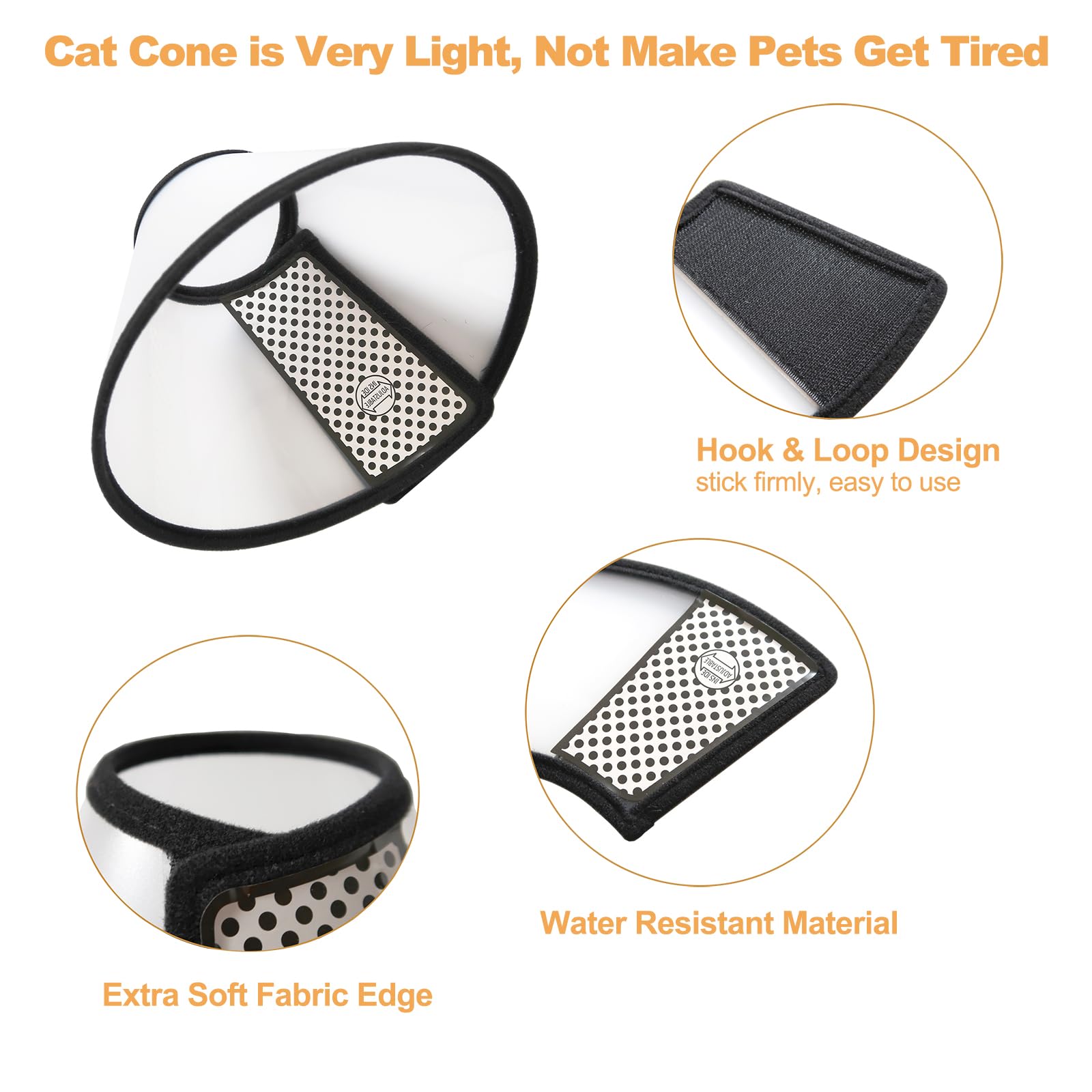 ZeyZoo Cat Cone, 6.5 inches Adjustable Cat Cones to Stop Licking for Cats After Surgery, Lightweight Cat Neck Recovery Cone, Plastic Elizabethan Collar for Small Cats, Kitten and Rabbits