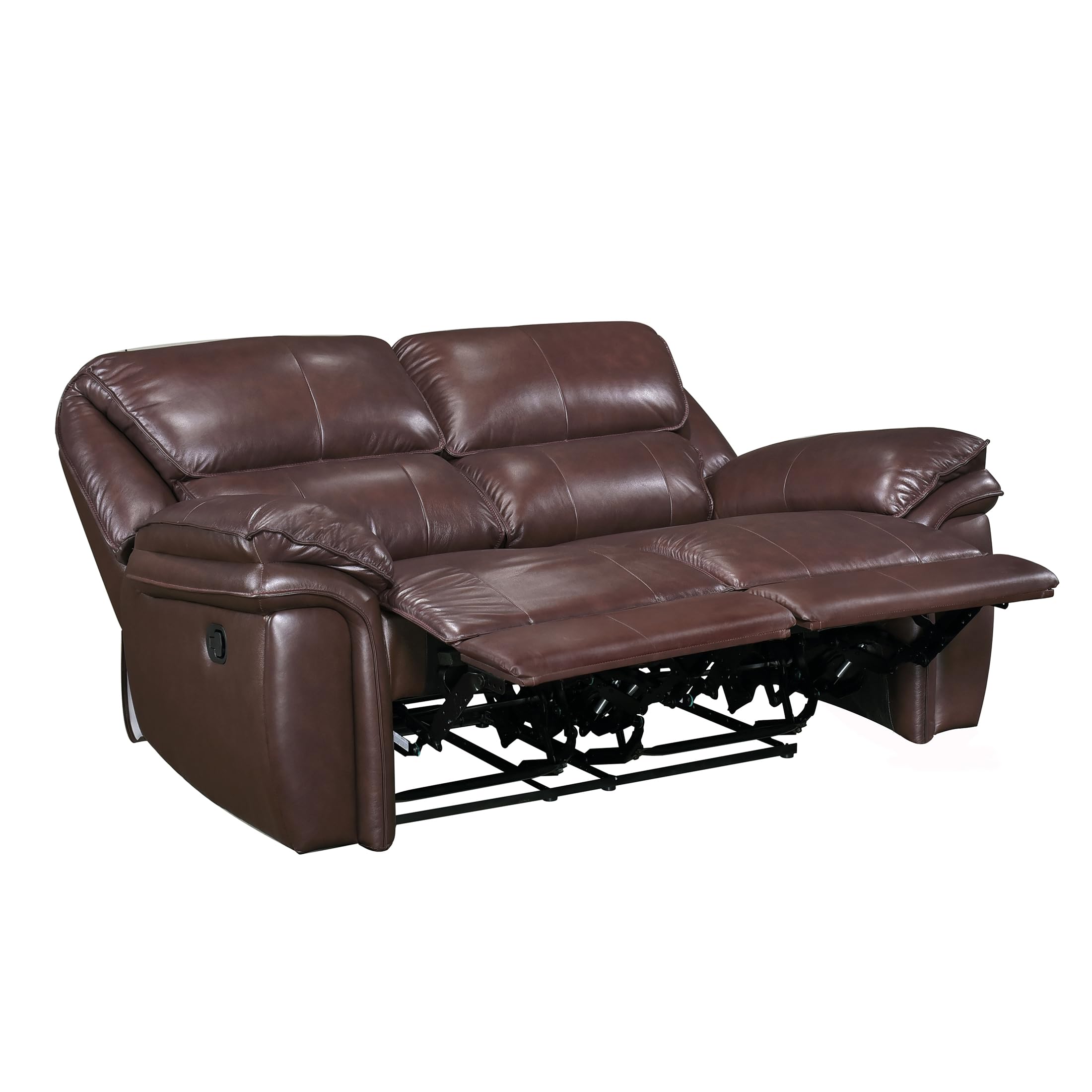 Lexicon Brim Wall-Hugger Manual Double Lay Flat Reclining Loveseat, Brown