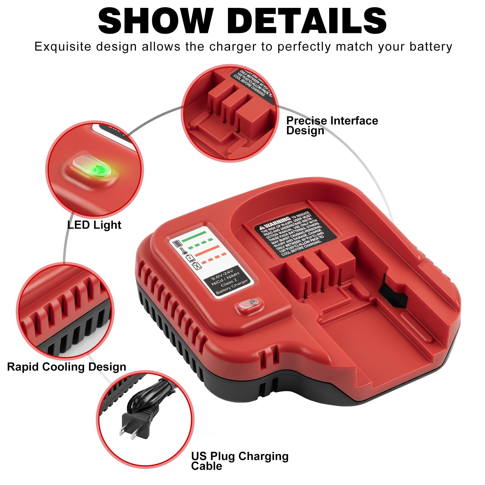 Lxljiad Replacement Fast Charger for Black and Decker BDFC240 18V 14.4V 12V 9.6V 24V NiCD NiMH Battery HPB18 HPB18-OPE HPB14 HPB12 HPB96 HPB24 Black and Decker 18V Battery Charger