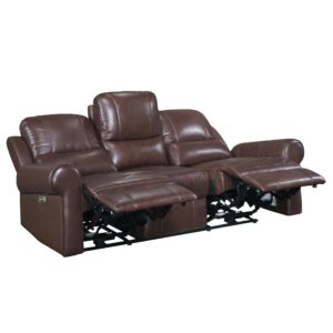 Lexicon Jaunt Wall-Hugger Power Double Reclining Sofa, Brown