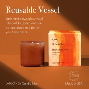 LAFCO New York Classic Candle x Sir Candle Man, Heart of the Matter - 6.5 oz - 50-Hour Burn Time - Reusable, Hand Blown Glass Vessel - Made in the USA