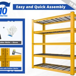 REIBII 72''H Garage Shelving Heavy Duty Loads 3010 LBS Garage Storage Shelves Heavy Duty Shelving 5 Tier Adjustable Metal Shelves for Storage Rack Industrial Shelving Utility Shelf,72" HX35.5 WX16 D