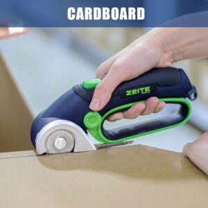 ZEITE 4V Cordless Electric Scissors with USB Rechargeable Cable, 2 x Blade, 1 x Storage Bag,Power Rotary Cutter for Cardboard Fabric Carpet Cloth, Gifts for Men Women Crafter Tailor Household